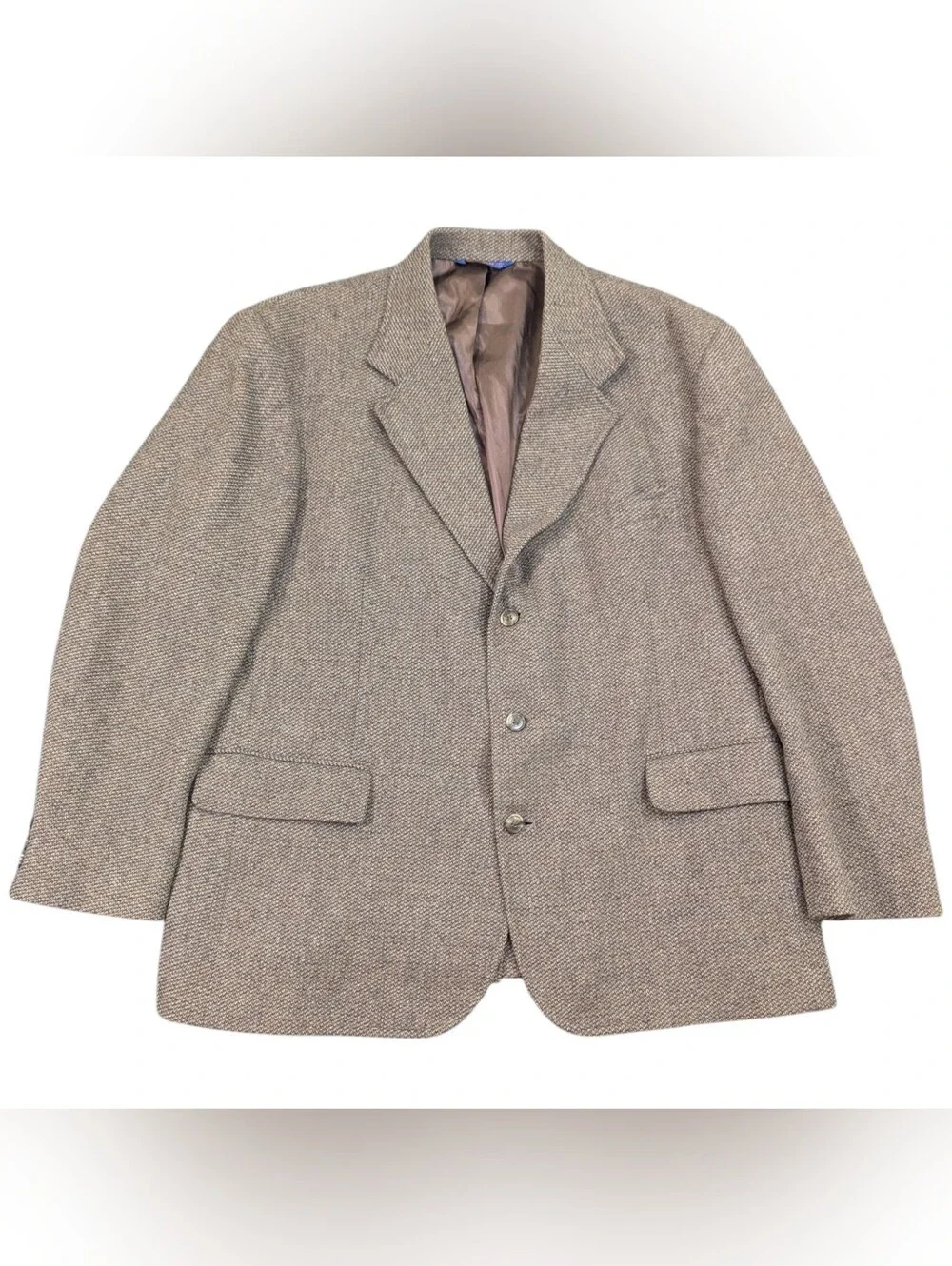 Pendleton Tweed Herringbone Blazer Brown Virgin Wool Sport Coat 3 Button SZ 46